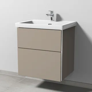 Sanipa 3way Waschtischunterbau zu Villeroy & Boch Subway 3.0 Waschtisch mit 2 Auszügen, Sandgrau-Mat BS84667