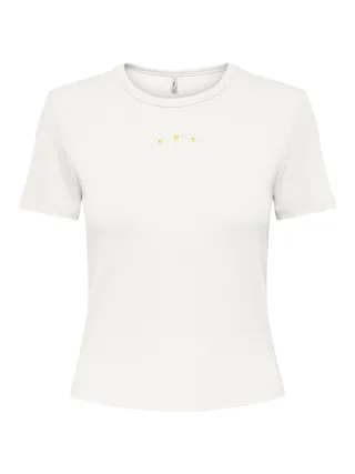 ONLY - ONLDANIELLA S/S RIB TOP CS JRS Snow White - Gr. - S