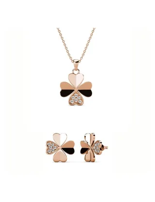 Kleeblatt-Set und Box - Rose Gold und Kristall