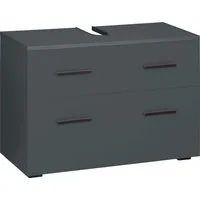 INOSIGN Waschbeckenunterschrank Skara mit Klappe und Schubkasten, schwarze Griffe, Breite 80 cm, Höhe 55 cm
