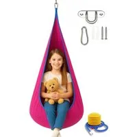 Kronenberg Hängehöhle (Hängesitz Set, Kinder-Hängesessel aus Baumwolle), bis 80 kg, inkl. Aufhängung & Luftpumpe, für drinnen & draußen