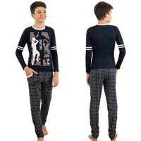 LOREZA Pyjama Jungen Schlafanzug zweiteilig Langarm - Basketball - Mehrfarbig (Set, 2 tlg)