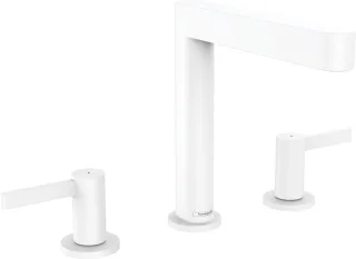 Hansgrohe 3-Loch Waschtischarmatur 160 Finoris mit Push-Open Ablaufgarnitur mattweiss, 76034700 76034700