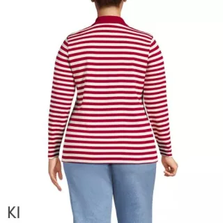 Supima-Poloshirt mit langen Ärmeln für Damen in Plus-Größe, Damen, size: plus, Pink, Baumwolle, by Lands' End