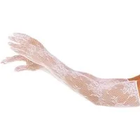 Leg Avenue Abendhandschuhe Lange Handschuhe aus geblümtem Netzstoff - weiß (1-St) transparent