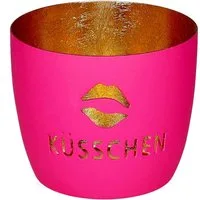 Giftcompany Windlicht Madras Windlicht M Küsschen hot pink/gold 8,5cm