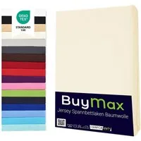 Buymax Spannbettlaken Topper, Spannbetttuch für Topper bis 12 cm Höhe, 100% Baumwolle Jersey, Jersey, Gummizug: Rundumgummi, (1 Stück), Pflegeleicht und Atmungsaktiv, in Verschiedenen Farben und Größen