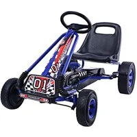 COSTWAY Go-Kart Tretauto, Pedalfahrzeug, mit Handbremse, verstellbarer Sitz