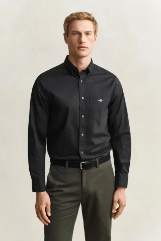 GANT - Regular Fit Classic Popeline Hemd black - Gr. - M