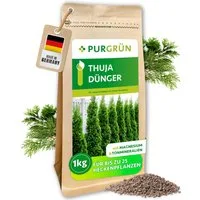 Purgrün Gartendünger Thuja Dünger, NPK 9+4+8, für sattgrüne, dichte Hecken, 1 kg, Granulat, 1-St., 1 kg