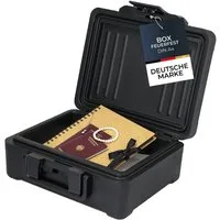 HMF Geldkassette Feuerfeste Dokumentenbox DIN A4 wasserdichte Geldkassette abschließbar, Dokumentensafe 36,5 x 32 x 15,5 cm, Schwarz