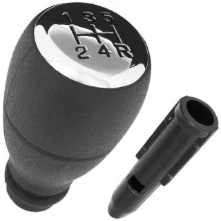 Schaltknauf Knauf 5-Gang Schwarz + Adapter Hülse für Peugeot Partner I 96-07 / Citroen Berlingo I 96-07