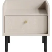 Deine Möbel 24 Nachttisch GEORGIA 40 / 41 / 36 cm in Sandbeige (1-tlg., 1-St., 1-tlg), 1 Schublade, Metallfüße, kompakt, modern, Georgia-Serie