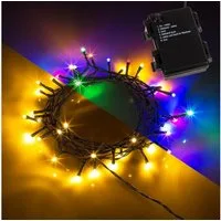 Out of the Blue LED-Lichterkette LED Lichterkette 40 LEDs warmweiß UND bunt mit Timer Innen/Außen, 40-flammig, Für Innen und Außen, Weiß Bunt umstellbar, Batteriebetrieben
