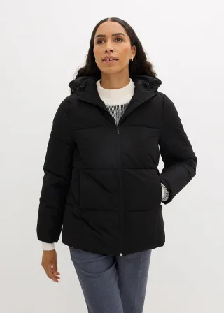 bonprix Wattierte Steppjacke kurz, schwarz, Gr.46, Winterjacke mit großer Steppung, verkürzt