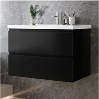 duschspa Waschtisch Badmöbel Set Waschbecken mit Unterschrank MDF, Hochglanz, Softclose, mit Überlauf