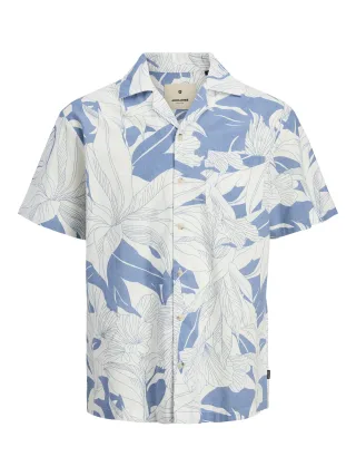 JACK&JONES - JPRBLUBAHAMAS PRINT RESORT S/S SHIRT LN quiet harbor - Gr. - S