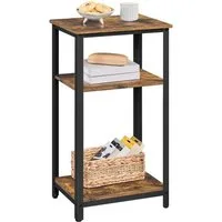 Yaheetech Beistelltisch Vintage Nachttisch, Nachtkonsole mit 3 Ablagen, Metallgestell, 40 × 30 × 75 cm
