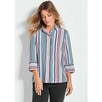 GOLDNER Hemdbluse Blusenshirt mit Streifenmuster Streifenbluse mit Hemdkragen, Knopfleiste und 3/4-Ärmeln