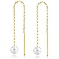 Firetti Perlenohrringe Schmuck Geschenk Gold 333 Ohrschmuck Durchzieher Perle Kettenglieder, mit Süßwasserzuchtperle