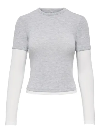 ONLY - ONLDUBLA L/S DOUBLE TOP JRS Light Grey Melange - Gr. - L