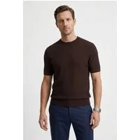 BOSS Kurzarmpullover Nilton Premium Menswear Business-Casual-Look, Strukturstrick-Material