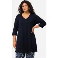 Ulla Popken Longshirt Longshirt A-Linie V-Ausschnitt 3/4-Arm