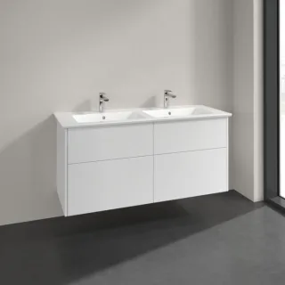 Villeroy & Boch Finero Doppelwaschtisch mit Unterschrank 130 cm S00505DHR1 Waschtisch-Set, 4 Auszüge, Glossy White