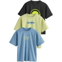 Next Print-Shirt Relaxed Fit Kurzarm-T-Shirts mit Grafik, 3er-Pack (3-tlg)