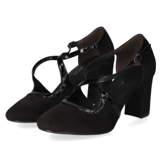 Tamaris Spangenpumps - Gr. 36 - Schwarz - Textil & Synthetik