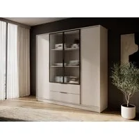 MOEBLO Drehtürenschrank SEVIA 200 (Moderner und funktionaler Schrank mit verstellbaren Regalen und Schubladen, Kleiderschrank 4-türig Schrank Garderobe Schlafzimmer mit/ohne Spiegel, mit/ohne Vitrinen - und Schubladen) (BxHxT): 206x200x51 cm