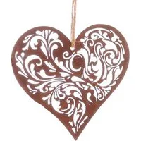 Dragimex Hängedekoration Metall Hänger. HERZ Rankenornament. Rost Herzhänger. 12,5 cm.