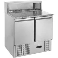 GastroHero Dönergrill Pizzatisch ECO 900 mit Granitplatte Kühltisch 2 Türen 176L, 340 W