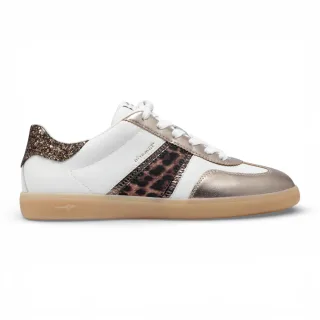 Tamaris Damen-Sneaker aus weißem Leopardenleder