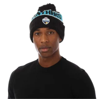 New Era - "Panthers" Pudelmütze für Herren/Damen Unisex, Rippenstrick, American Football (Schwarz)