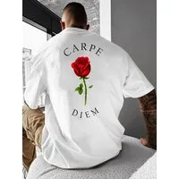 RMK T-Shirt Herren Shirt Basic Rundhals Rose Carpe Diem aus 100% Baumwolle