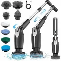 AIBISTAR Reinigungsbürsten-Set Elektrische Reinigungsbürste, 8 Aufsätze, 2 Geschwindigkeiten, (LED-Farbanzeige für Akkustand), 4 verstellbare Winkel (90°–180),IPX7 wasserdicht