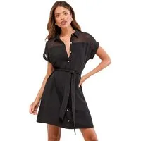 LIPSY Minikleid Lipsy Mini-Hemdkleid mit Gürtel und Mesheinsatz (1-tlg)