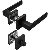 SO-TECH® Drückergarnitur Türdrücker CUBE schwarz 120 x 22 mm Vierkant 8 x 8 mm, Bad / WC Türen Rosettengarnitur