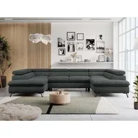MKS MÖBEL Ecksofa PETER U, Set, Ecksofa U-Form, Wellenfedern, HR35-Schaum, form, Sofa big XXL, Bettkasten, Bettfunktion, Einstellbare Kopfstützen