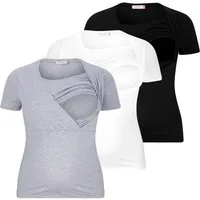 M.M.C. Stillshirt Stillmode Umstandsshirt 3er Set Umstandsmode (3-tlg) Schwangerschaftsshirt