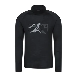 Mountain Warehouse - "Quest" Thermo-Top für Herren/Damen Unisex, Merinowolle, Langärmlig (Schwarz)