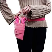 Haryali London Rasierer-Etui Scherenholster Tasche für Friseurscheren, rosa Leder Gürteltasche, In diese Tasche passen mehrere Scheren.