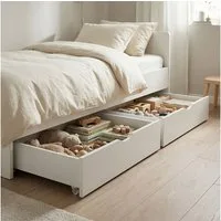 Homestyle4u Bettschubkasten Set mit Rollen 94x63,5x19 Bettkasten Holz Schublade Weiß Aufbewahrung