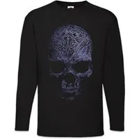 Urban Backwoods Langarmshirt Ornament Skull II Langarm T-Shirt Shirt Schädel Dead Totenschädel Art (1-tlg) Tattoo Totenkopf Rockabilly Skeleton
