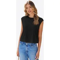 Imily Bela Tanktop Damen Cropped Rundhals Kurzarm Sommer Casual Locker Basic (Packung, 1-tlg., 1per-Pack) Cap Sleeve mit Rundhalsausschnitt in Unifarbe