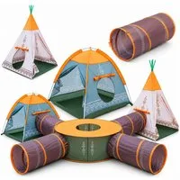 COIL Spielzelt Kinderspielzelt, Kinderzelt, Zelt für Kinder, Zelt, (7-tlg) Krabbeltunnel, Tipi, Teilhaus, Spielhaus, für Kinder ab 3 Jahren