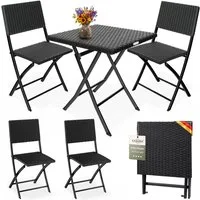 Casaria Balkonset Rom, Polyrattan 3 tlg. Klappbar Platzsparend 2 Personen Wetterfest Balkon