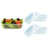 Lauroo Schale Feinkostbecher mit Deckel 125ml, Rechteckig, transparent - 50 Stück, (50-tlg)