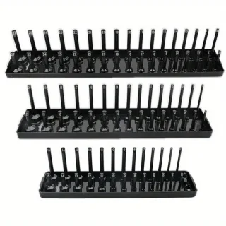 Multifunctional 3-PCS Plastic Socket Organizer Tray Set 1/4-Inch 3/8-Inch 1/2-Inch Metric/Imperial PVC Storage Holder fo